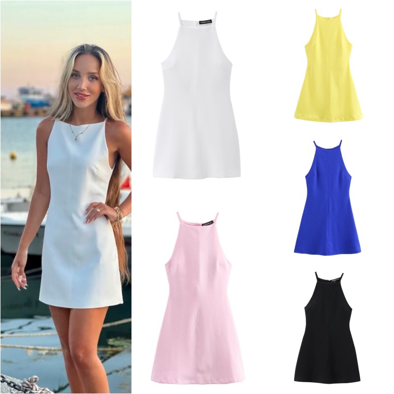 Women Formal Wear Zara - Vestido halter entrelazado ETJ 2025 nuevo