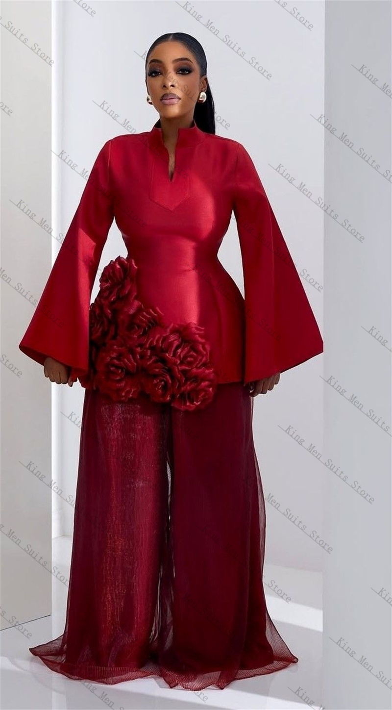 Women'S Formal Wear Tuxedo - Conjunto de traje Borgoña para mujer,