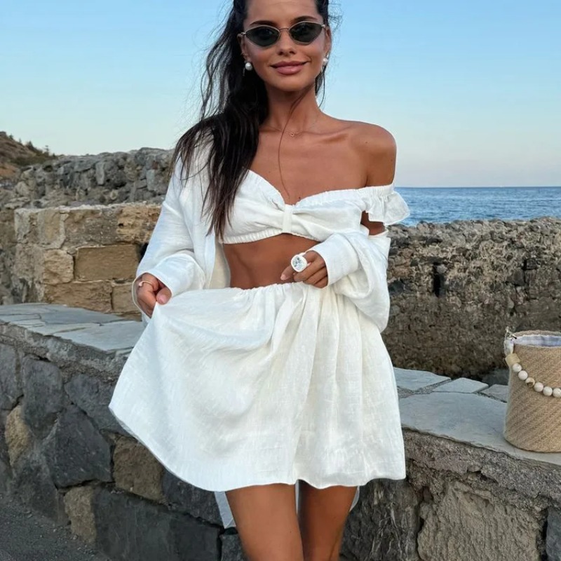 Shift Dress Sleeveless - Camiseta sin mangas, minifalda hinchada, conjunto