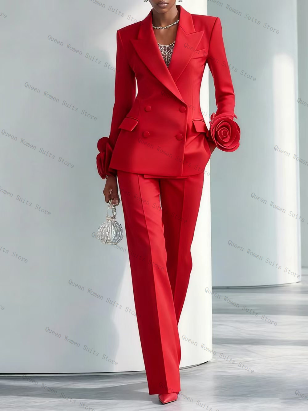Women'S Formal Wear Tuxedo - Conjunto de traje rojo de lujo