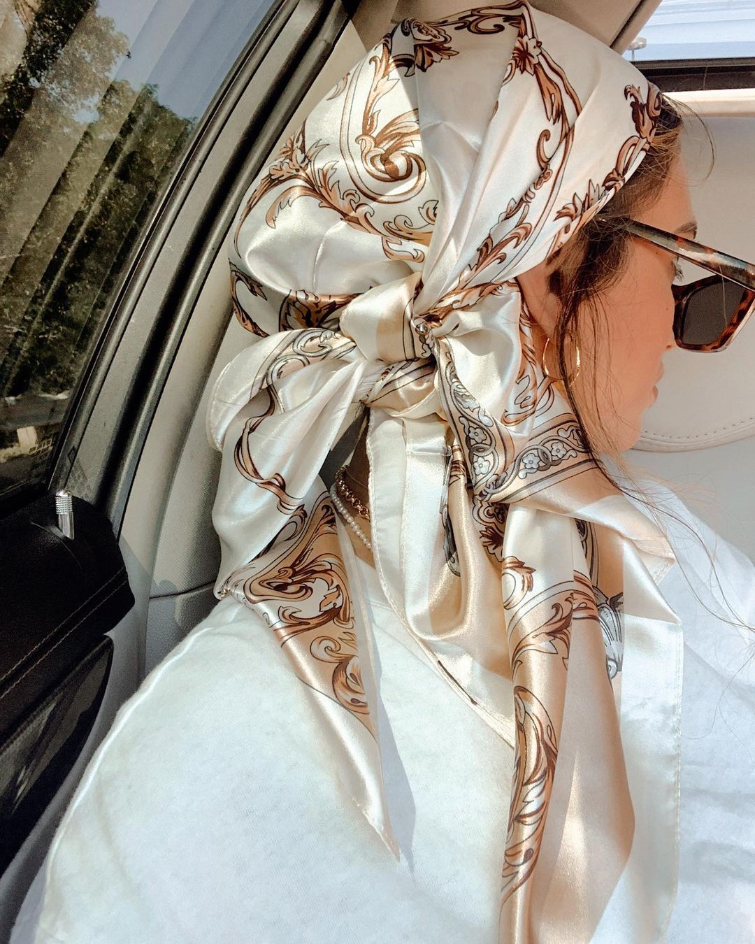 Scarf Silk Neck - Bufanda cuadrada de satén para mujer,