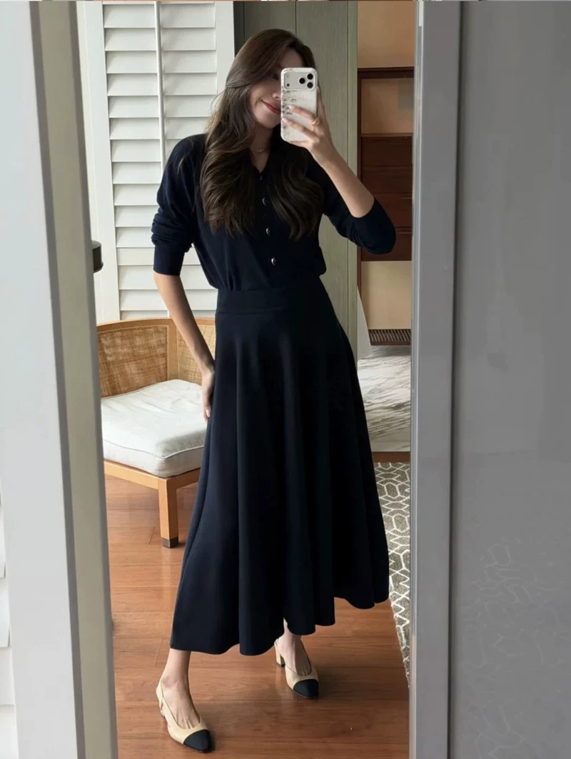 Nueva Falda Larga de Punto Azu - Women'S Formal Day Wear reseña y precio