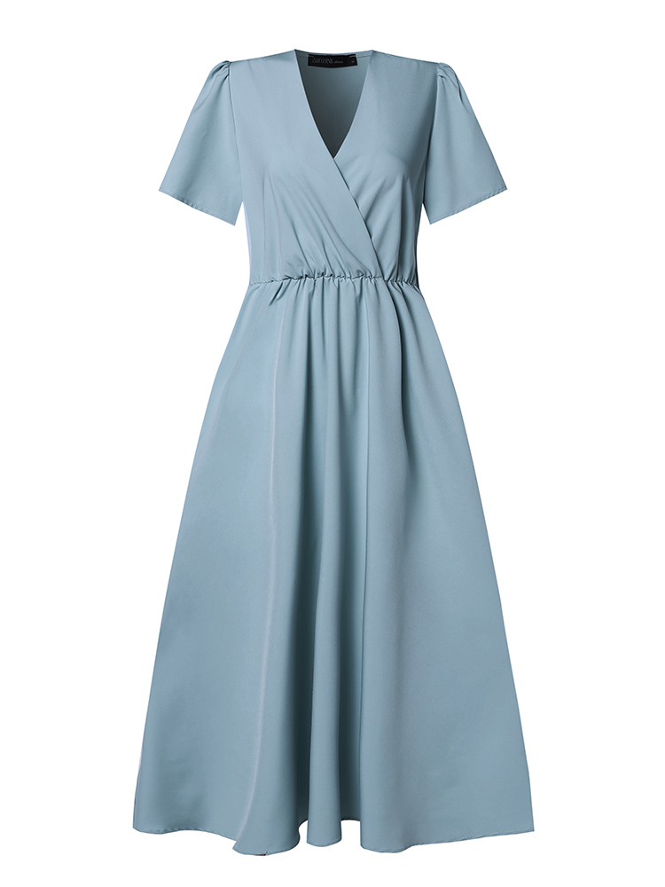 ZANZEA-vestido Midi de manga c - Women Formal Wear Zara reseña y precio