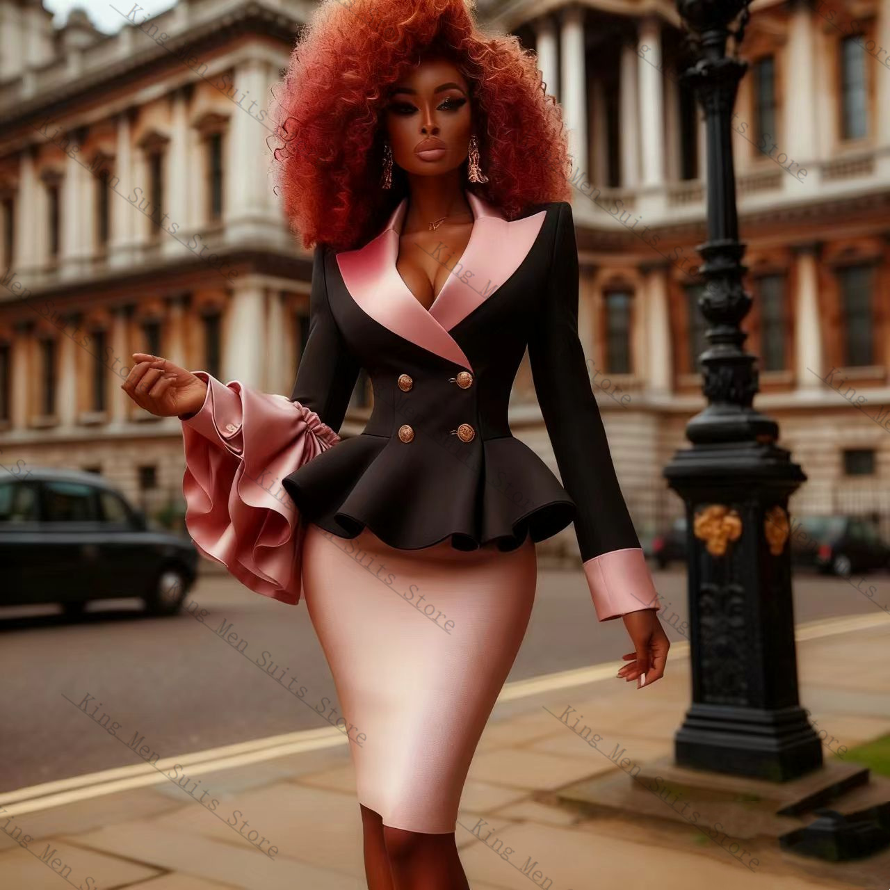 Conjunto de traje negro y rosa - Women'S Formal Wear Tuxedo reseña y precio