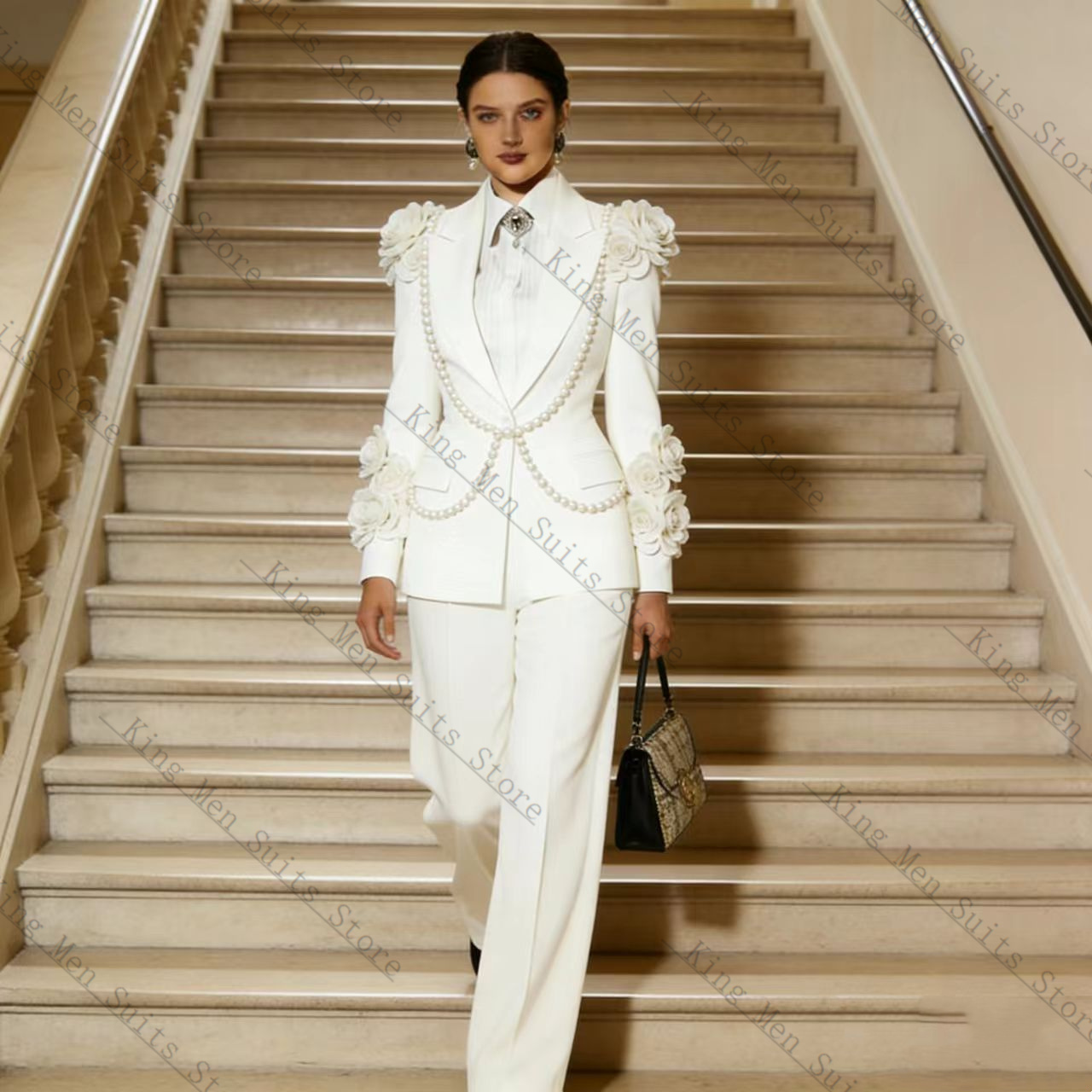 Conjunto de traje blanco de lu - Women'S Formal Wear Tuxedo reseña y precio