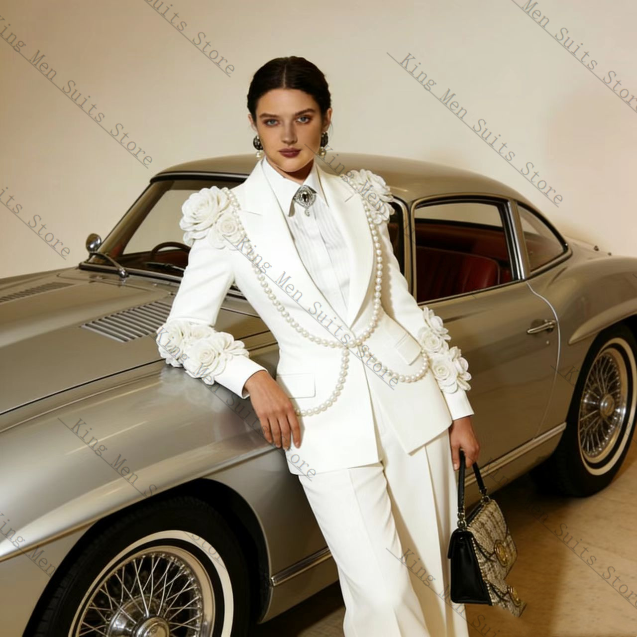 Conjunto de traje blanco de lu - Women'S Formal Wear Tuxedo reseña y precio