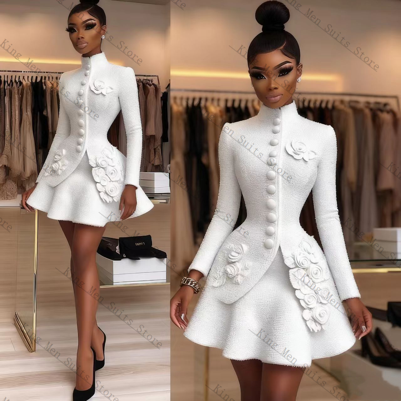Conjunto de traje blanco de lu - Women'S Formal Wear Tuxedo reseña y precio